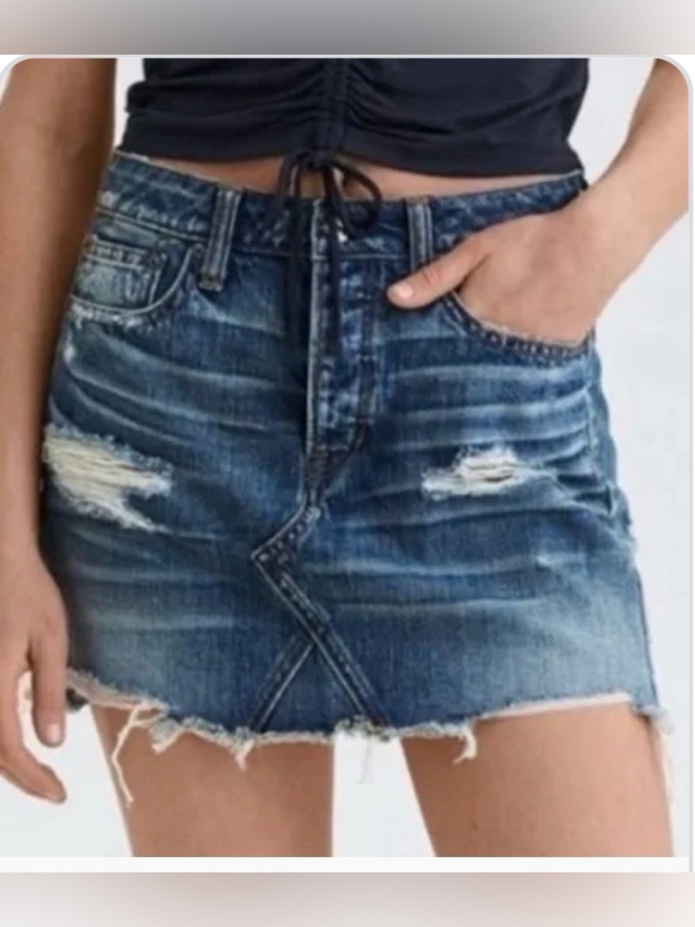 American Eagle Outfitters distressed denim mini skirt